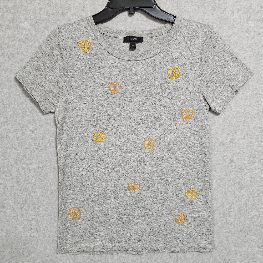 J Crew Tee Shirt Grey Pretzel Crew Neck Short Sleeve Womens Size XS